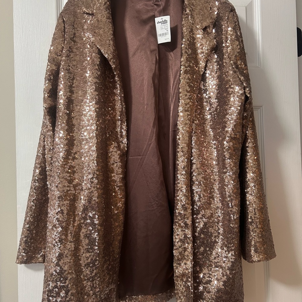 Sequin Coat in Bronze